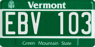 VT license plate EBV103