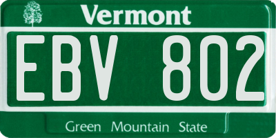 VT license plate EBV802