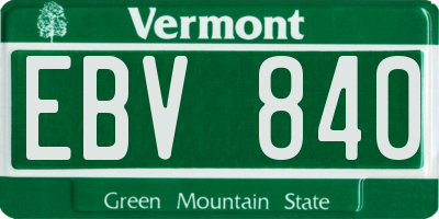VT license plate EBV840