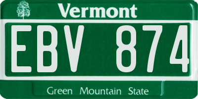 VT license plate EBV874