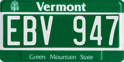 VT license plate EBV947