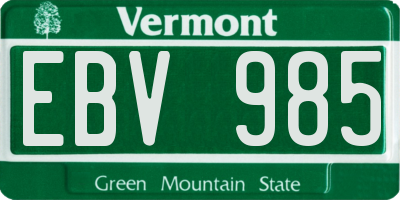 VT license plate EBV985