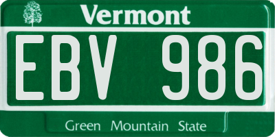VT license plate EBV986