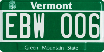 VT license plate EBW006