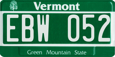 VT license plate EBW052