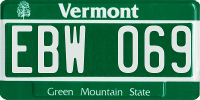 VT license plate EBW069