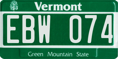 VT license plate EBW074