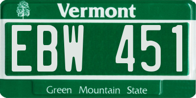VT license plate EBW451
