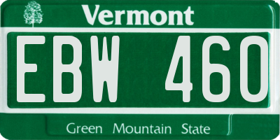 VT license plate EBW460