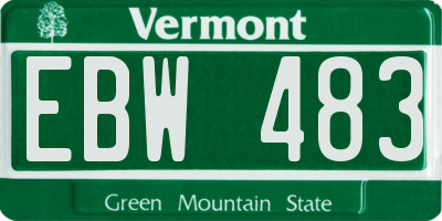 VT license plate EBW483