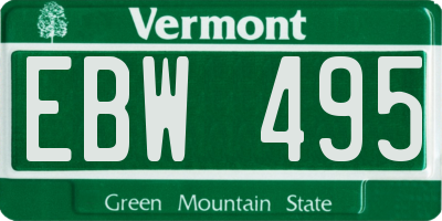 VT license plate EBW495
