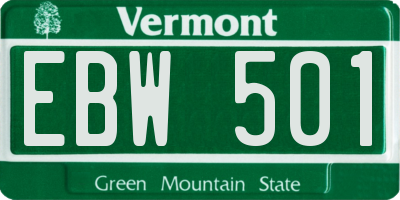 VT license plate EBW501