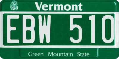VT license plate EBW510