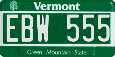 VT license plate EBW555