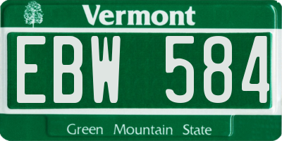 VT license plate EBW584