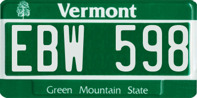 VT license plate EBW598