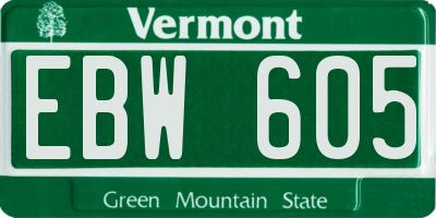 VT license plate EBW605