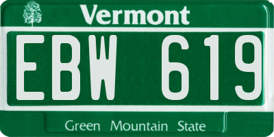 VT license plate EBW619