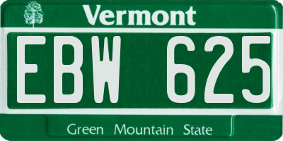VT license plate EBW625