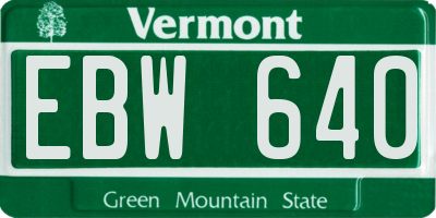 VT license plate EBW640