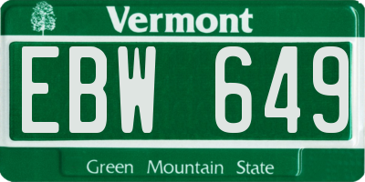 VT license plate EBW649