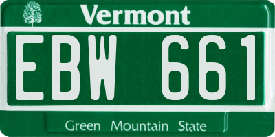 VT license plate EBW661