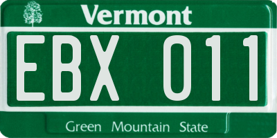 VT license plate EBX011