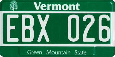 VT license plate EBX026