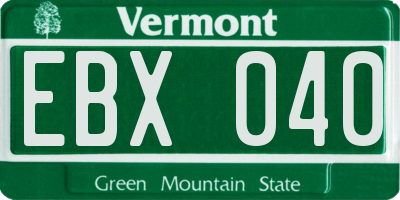 VT license plate EBX040