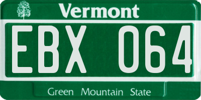 VT license plate EBX064