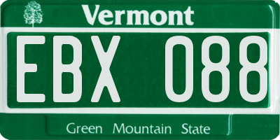 VT license plate EBX088