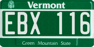 VT license plate EBX116