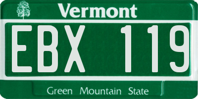 VT license plate EBX119