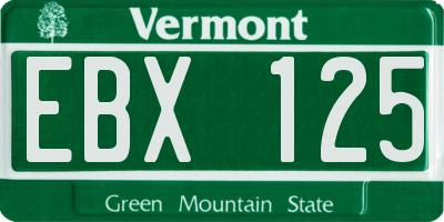 VT license plate EBX125