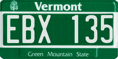 VT license plate EBX135