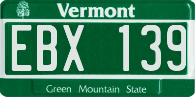 VT license plate EBX139