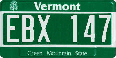 VT license plate EBX147