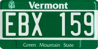 VT license plate EBX159