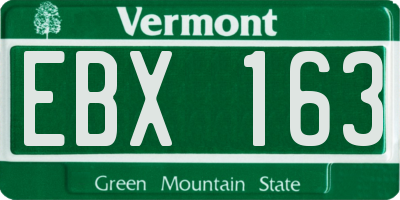 VT license plate EBX163