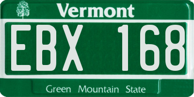 VT license plate EBX168