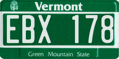 VT license plate EBX178