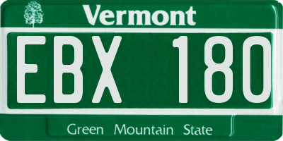 VT license plate EBX180