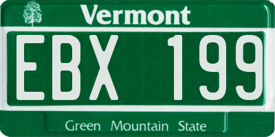 VT license plate EBX199