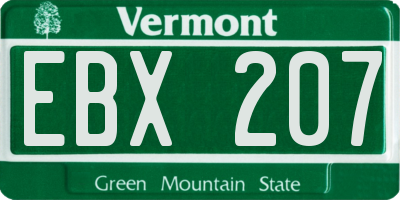 VT license plate EBX207