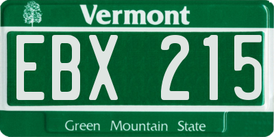 VT license plate EBX215