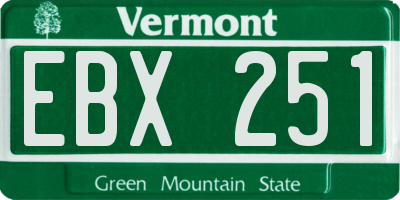 VT license plate EBX251