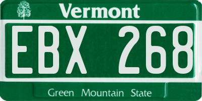 VT license plate EBX268