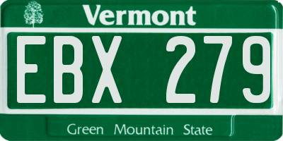 VT license plate EBX279