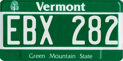 VT license plate EBX282