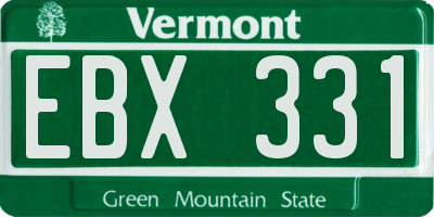 VT license plate EBX331